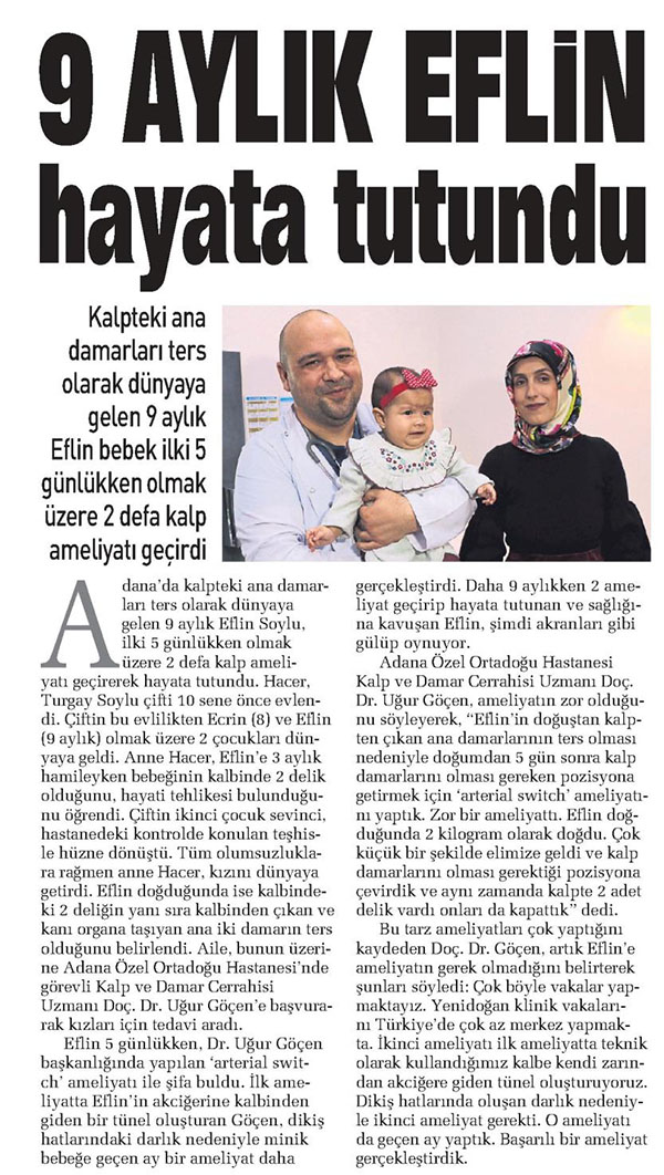 Sabah Adana Güney Gazetesi Ortadoğu Hastanesi Haberleri